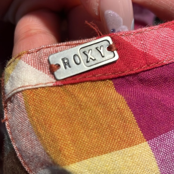 Roxy Plaid colorful Romper Woman’s Large - Picture 5 of 7